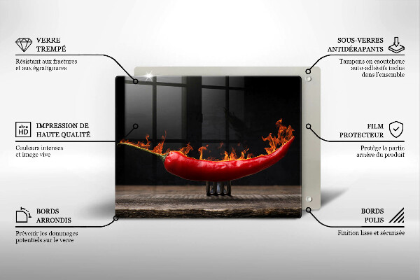 Üveg vágódeszka Csípős chili paprika