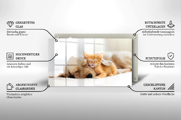 Üveg vágódeszka Állatok kutya és macska