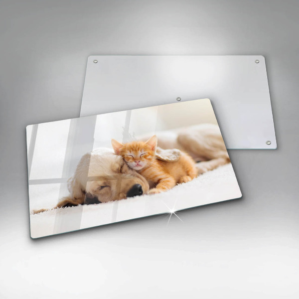 Üveg vágódeszka Állatok kutya és macska