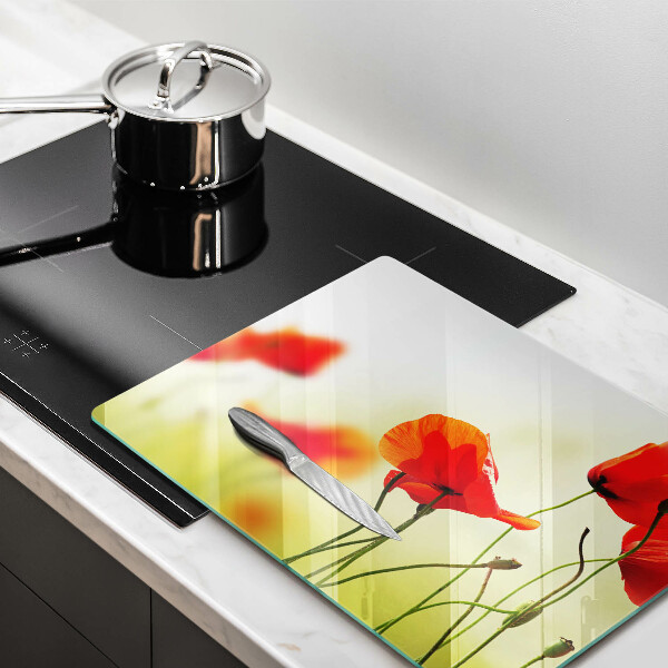 Üveg vágódeszka Piros pipacs virágok