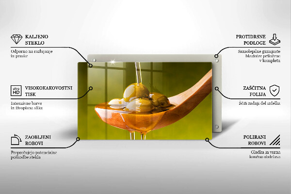 Üveg vágódeszka Olívaolaj és olívabogyó