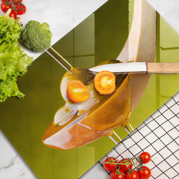 Üveg vágódeszka Olívaolaj és olívabogyó