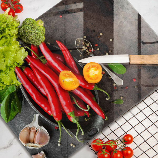 Üveg vágódeszka Piros chili paprika