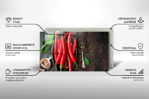 Üveg vágódeszka Piros chili paprika
