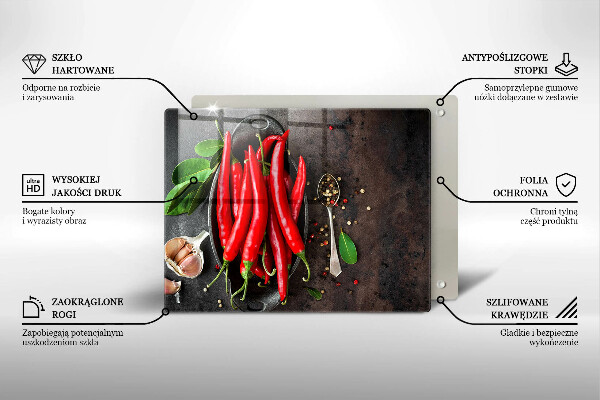 Üveg vágódeszka Piros chili paprika