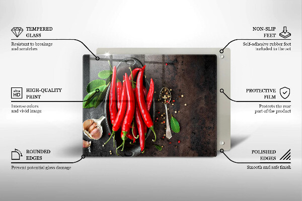 Üveg vágódeszka Piros chili paprika