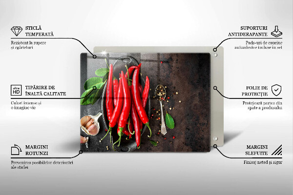 Üveg vágódeszka Piros chili paprika