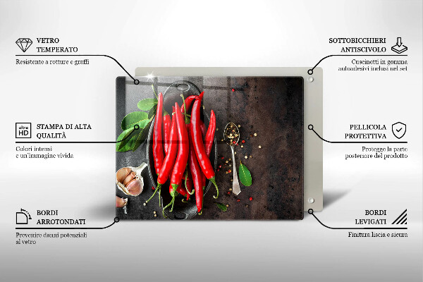 Üveg vágódeszka Piros chili paprika