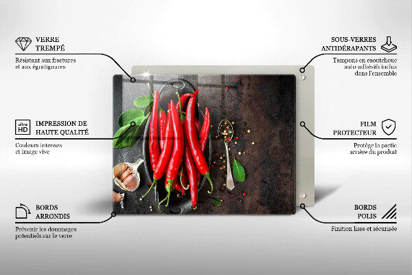 Üveg vágódeszka Piros chili paprika