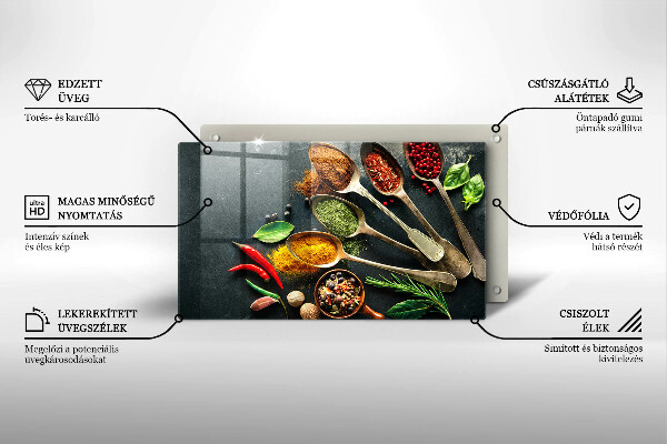 Üveg vágódeszka Konyhai kanál fűszerek