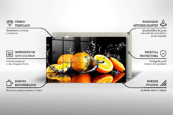 Üveg vágódeszka Lédús narancssárga gyümölcs