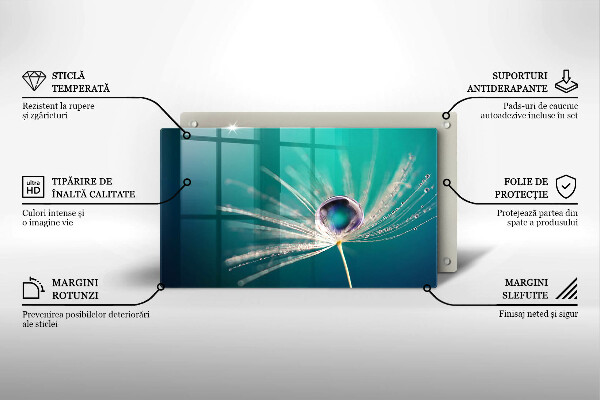Üveg vágódeszka Harmat a pitypangon