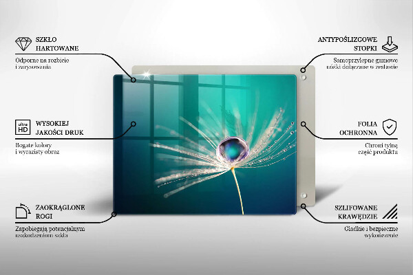 Üveg vágódeszka Harmat a pitypangon