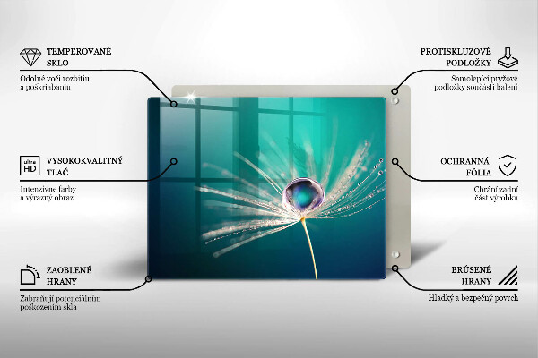 Üveg vágódeszka Harmat a pitypangon