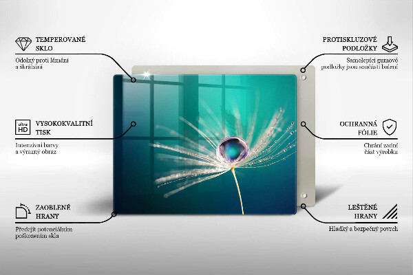 Üveg vágódeszka Harmat a pitypangon