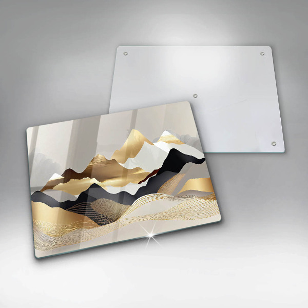 Üveg vágódeszka Absztrakt arany hegyek