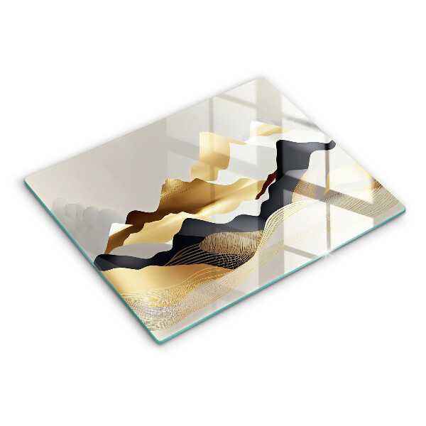 Üveg vágódeszka Absztrakt arany hegyek