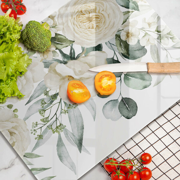 Üveg vágódeszka Akvarell virágok