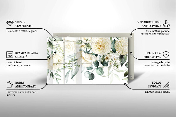 Üveg vágódeszka Akvarell virágok