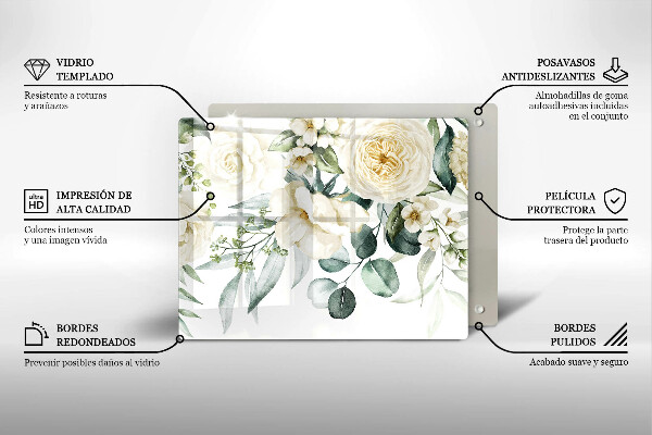 Üveg vágódeszka Akvarell virágok