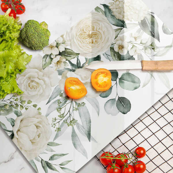 Üveg vágódeszka Akvarell virágok