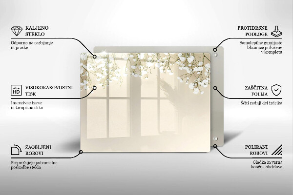 Üveg vágódeszka Gipsz boho virágok