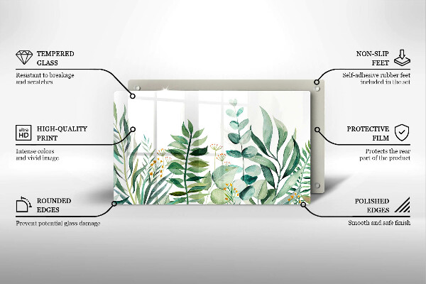 Üveg vágódeszka Növény levelek illusztráció