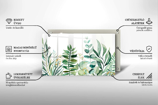 Üveg vágódeszka Növény levelek illusztráció