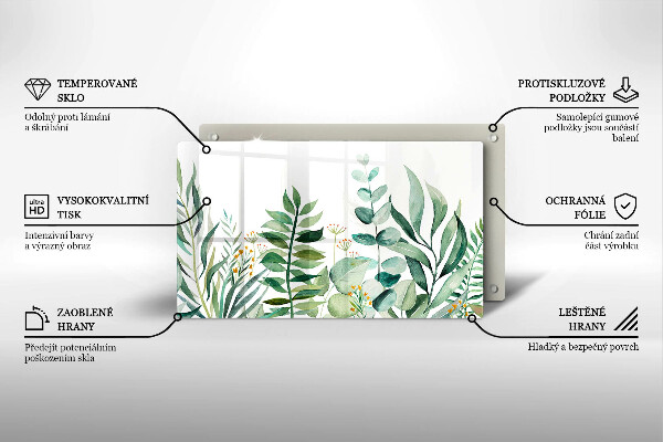 Üveg vágódeszka Növény levelek illusztráció