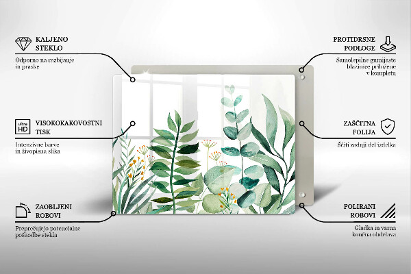 Üveg vágódeszka Növény levelek illusztráció