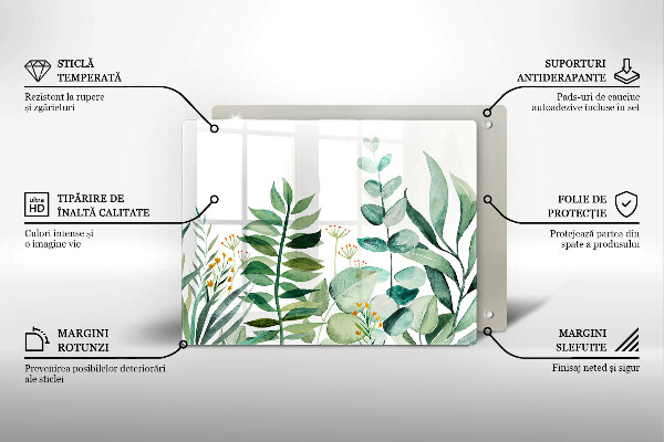 Üveg vágódeszka Növény levelek illusztráció