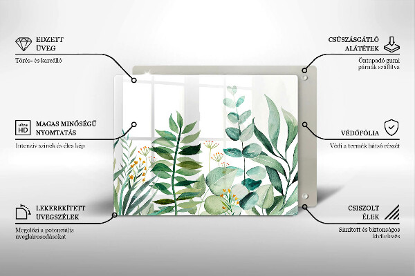 Üveg vágódeszka Növény levelek illusztráció