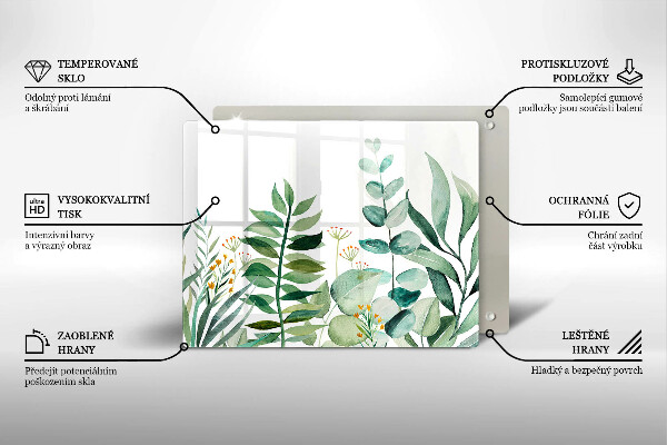 Üveg vágódeszka Növény levelek illusztráció