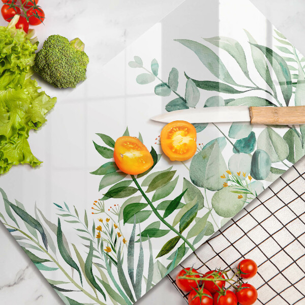 Üveg vágódeszka Növény levelek illusztráció