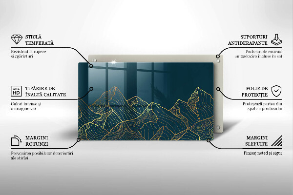 Üveg vágódeszka Absztrakt hegyek