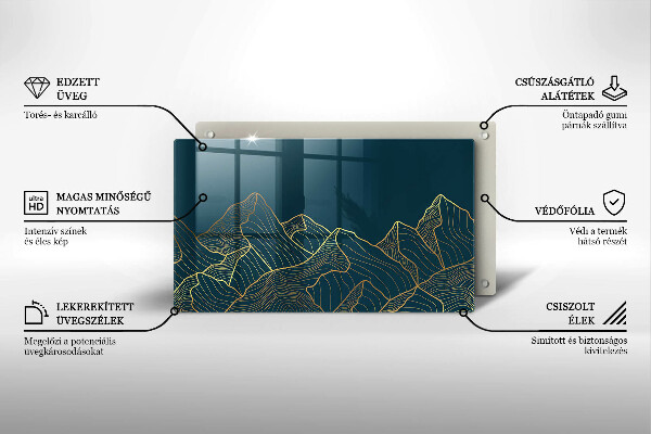 Üveg vágódeszka Absztrakt hegyek