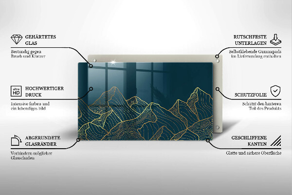 Üveg vágódeszka Absztrakt hegyek