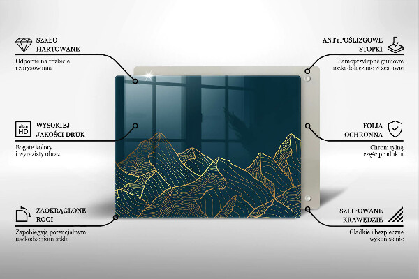 Üveg vágódeszka Absztrakt hegyek