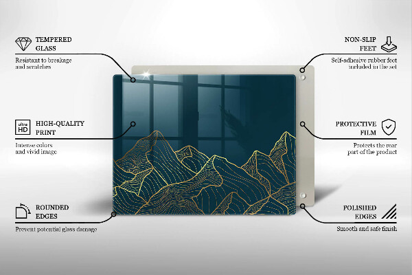 Üveg vágódeszka Absztrakt hegyek