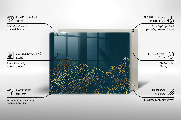 Üveg vágódeszka Absztrakt hegyek