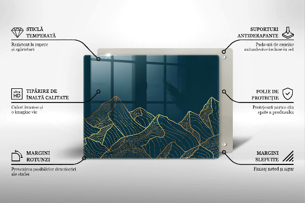 Üveg vágódeszka Absztrakt hegyek