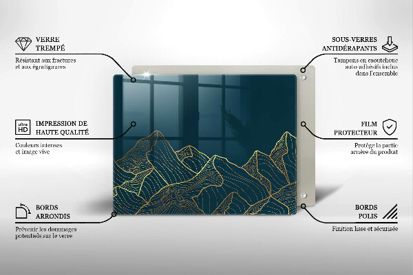 Üveg vágódeszka Absztrakt hegyek