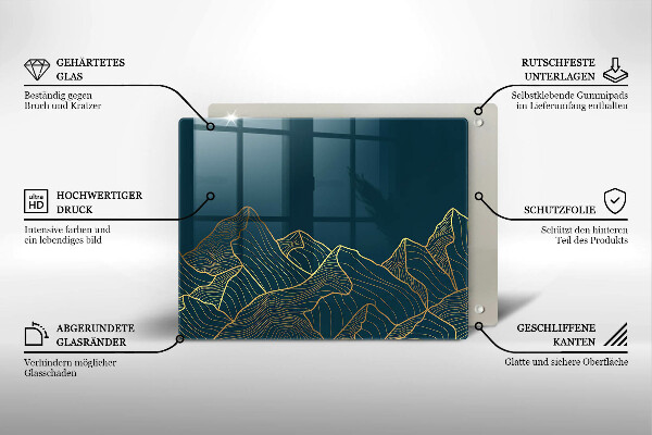 Üveg vágódeszka Absztrakt hegyek