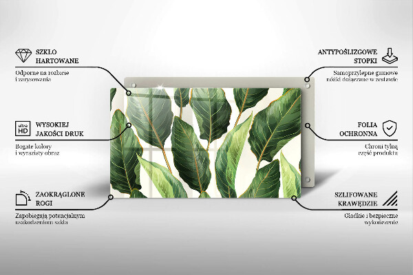 Üveg vágódeszka Banán levelek