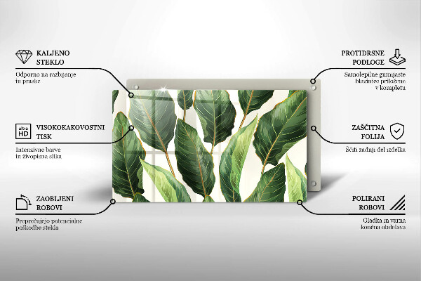 Üveg vágódeszka Banán levelek