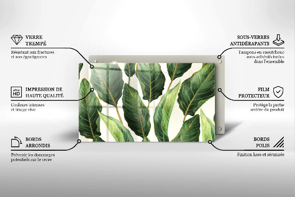 Üveg vágódeszka Banán levelek