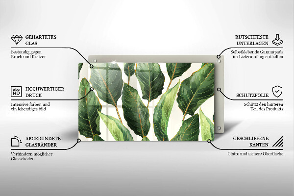 Üveg vágódeszka Banán levelek