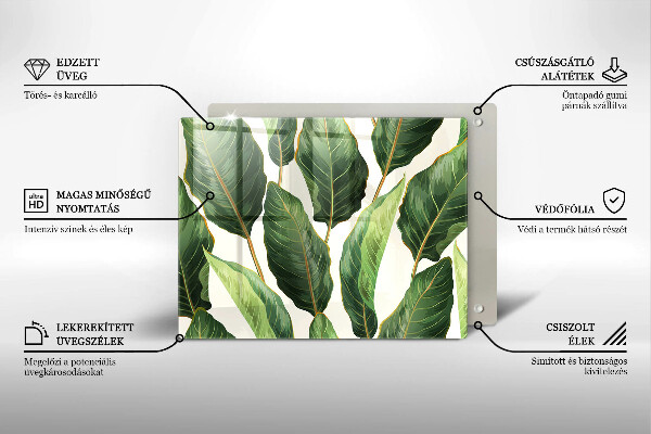 Üveg vágódeszka Banán levelek