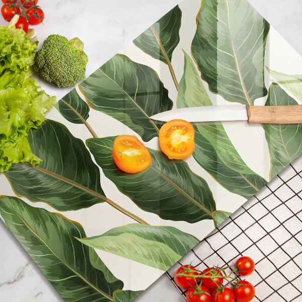 Üveg vágódeszka Banán levelek