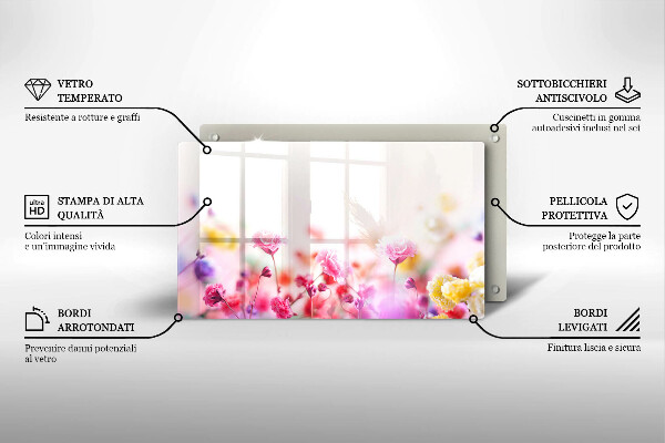 Üveg vágódeszka Virágos rét